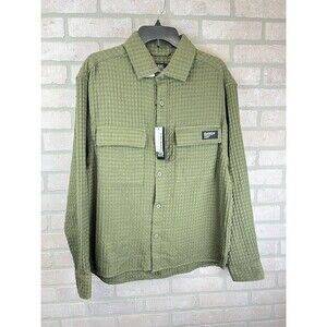 DRL Essentials Cognac Collar Button Up Long Sleeve Thick Mens Sz M Green NWT